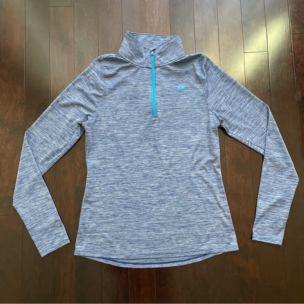 Under Armour Blue Quarter Zip Athletic Semi-Fitted Pullover Top long sleeve M